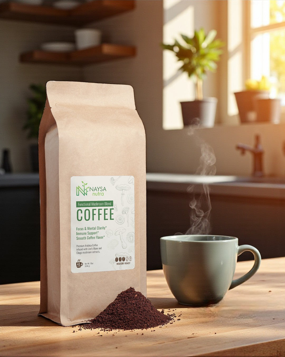 Naysa Nutra - Café de Champiñones Fusion - Melena de León y Chaga 16oz