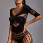 Slashed Rhinestone Chemise with Multi Straps