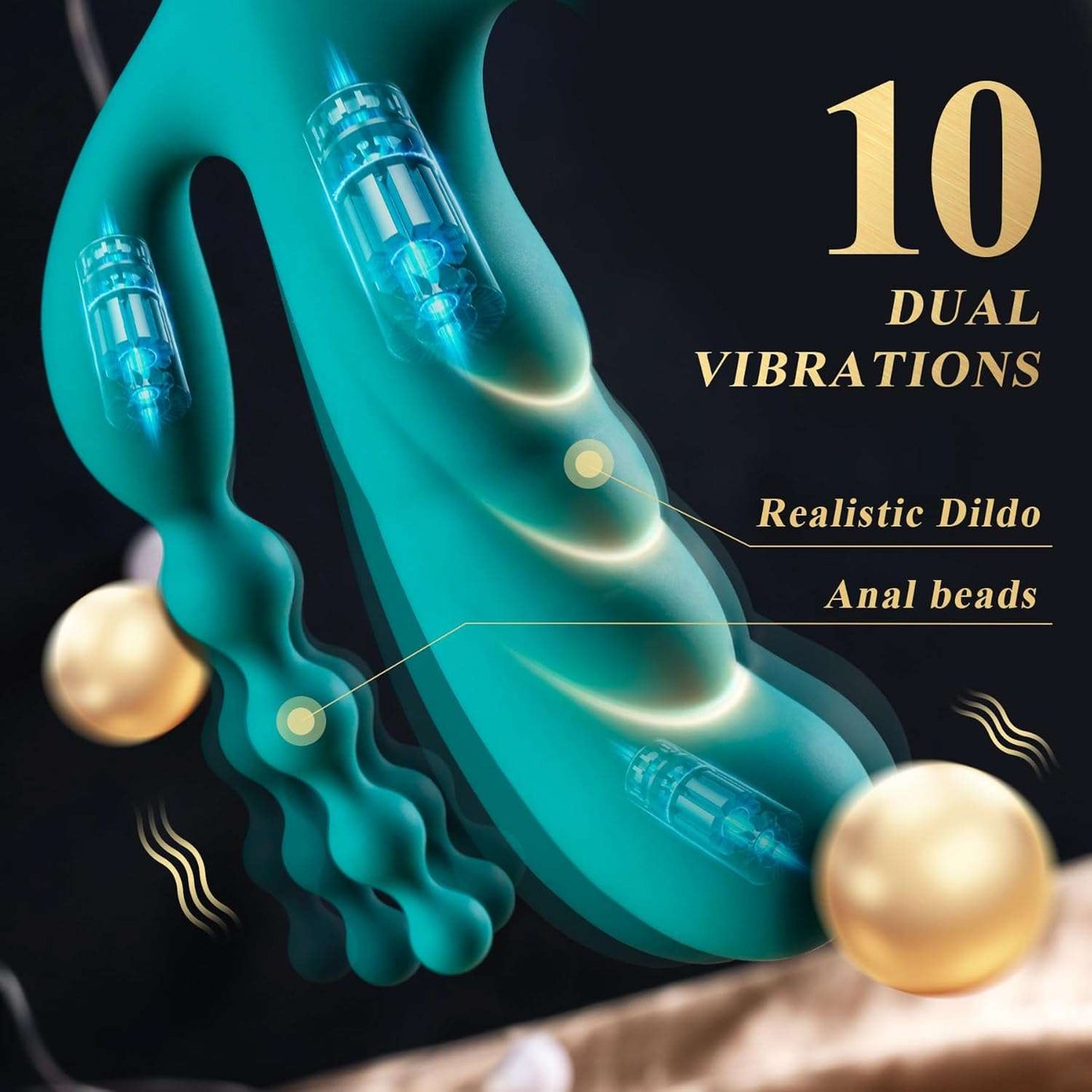 Cuentas anales Nimbus Tri-Action y vibrador de clítoris Rabbit