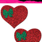 Red Glitter Heart with Bow Pasties