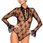 Elegant Long Sleeve Lace Teddy