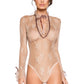 Nude Elegant Long Sleeve Lace Teddy