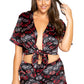 Plus Size Lip Print Satin Pajama Set