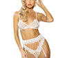 Floral Print Bra and Panty Set with Garter Belt