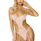 Embroidered Floral Teddy with Chain Wrap and Garters