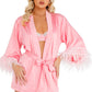 Satin Robe with Ostrich Feather Trim