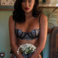 Metallic Lace Bra and Garter Set