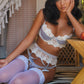 Satin and Lace Bralette and Garter Set