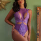 Lace and Mesh Cutout Teddy