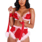 Lace and Satin Marabou Bra Set