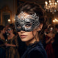 Midnight Elegance: Black & Silver Masquerade Mask