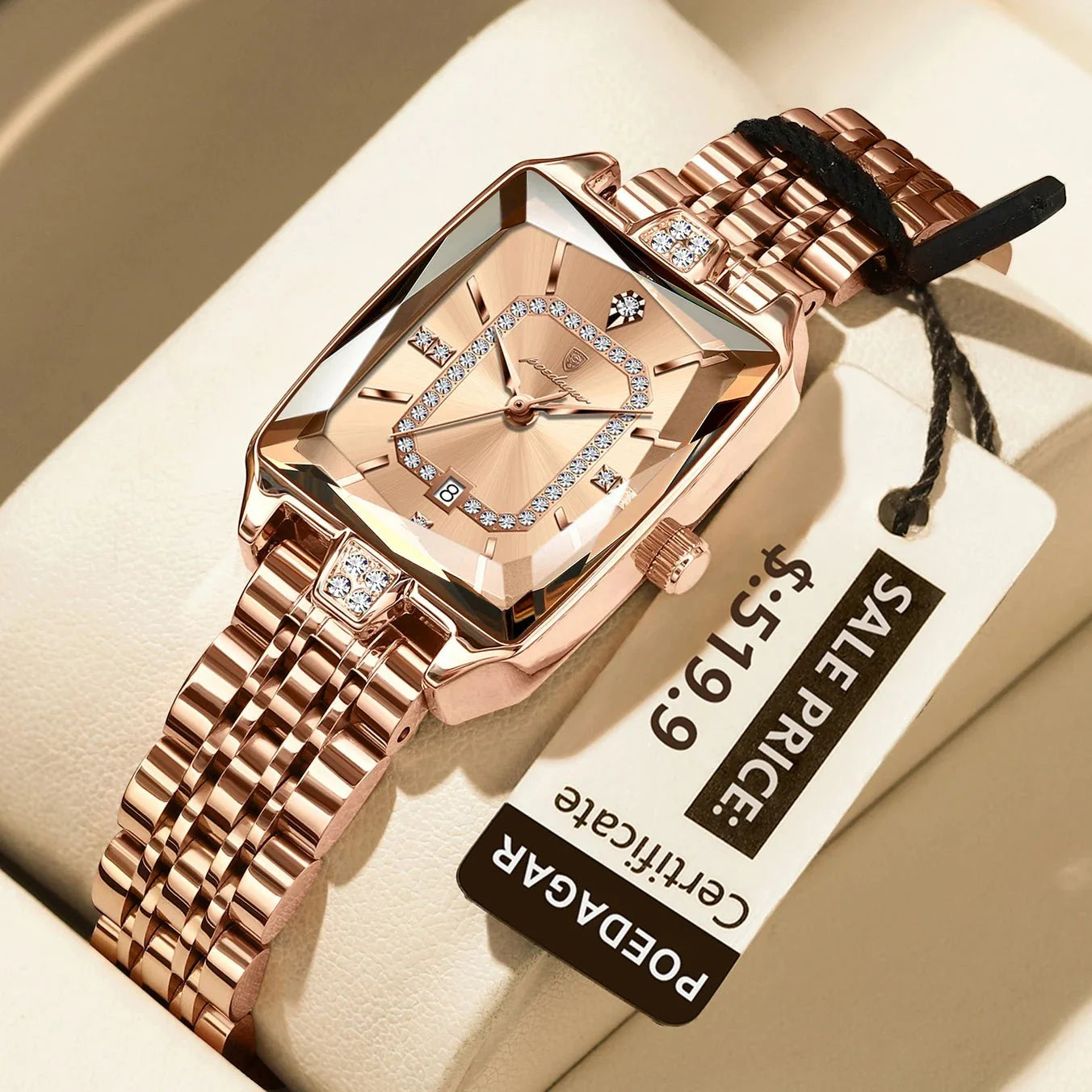 Reloj rectangular de lujo para mujer