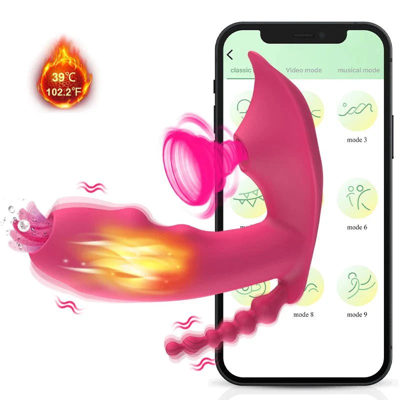 Vibrador Dildo 3 en 1 con Control Bluetooth por APP y Succión de Vacío y Calefacción | Estimulador de Vagina y Clítoris | Juguete Sexual Masturbador Femenino para Mujeres