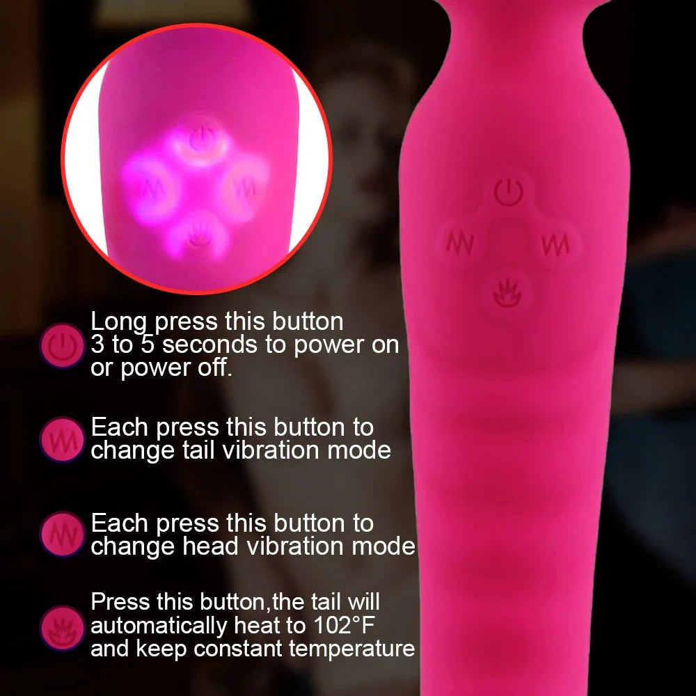 VeloraIgnite Vibrador con varita de doble cabezal térmico