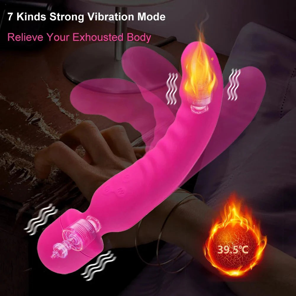 VeloraIgnite Vibrador con varita de doble cabezal térmico