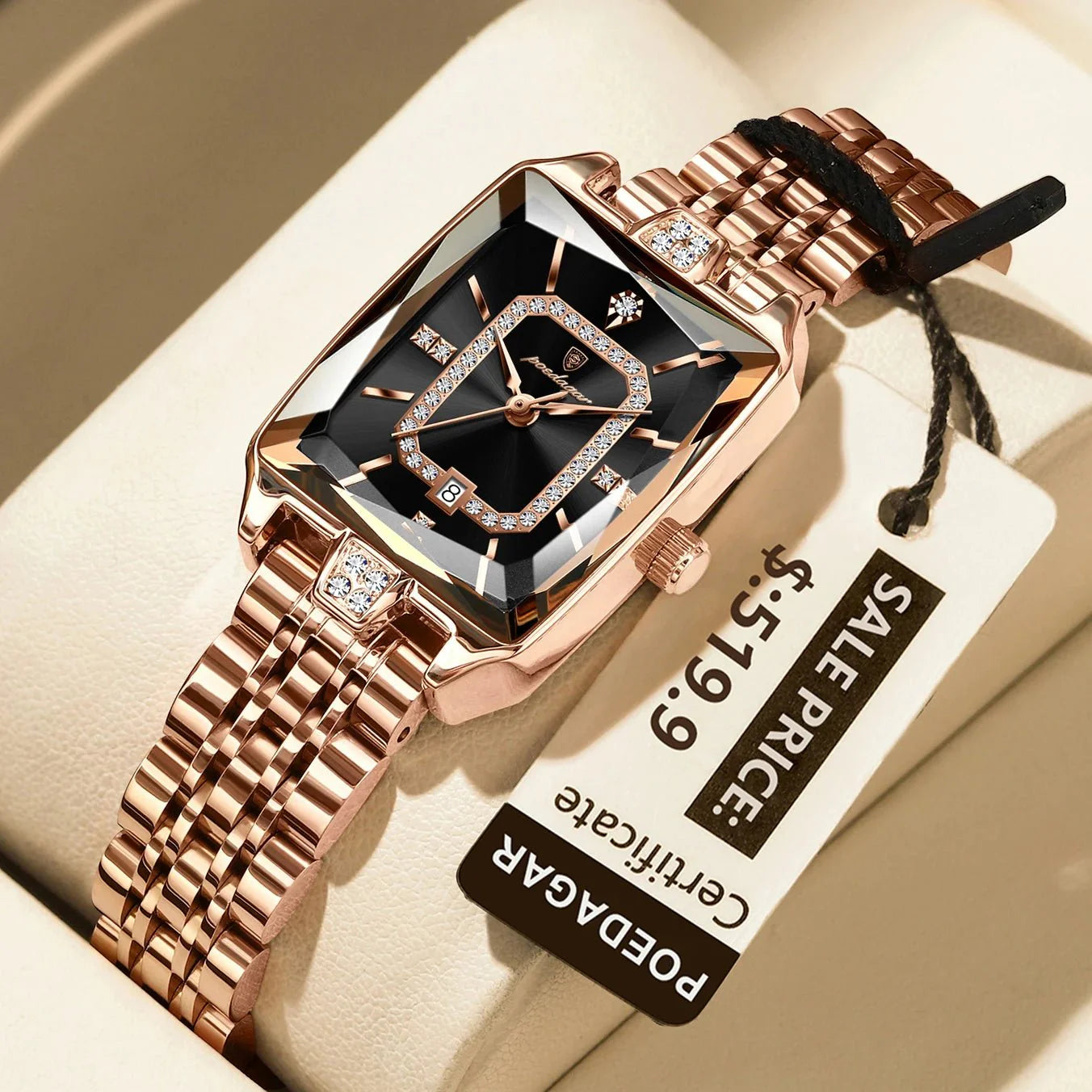 Reloj rectangular de lujo para mujer