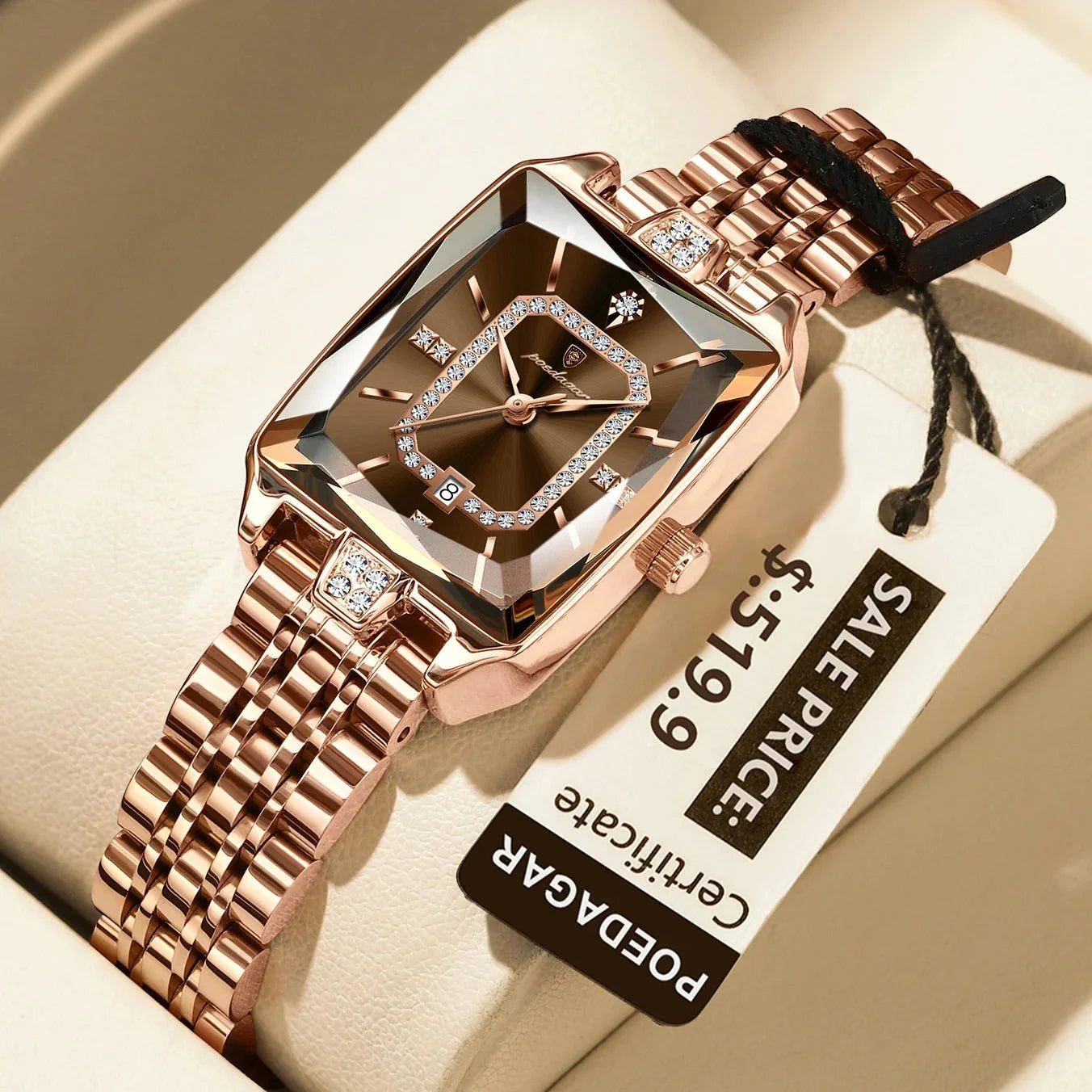 Reloj rectangular de lujo para mujer