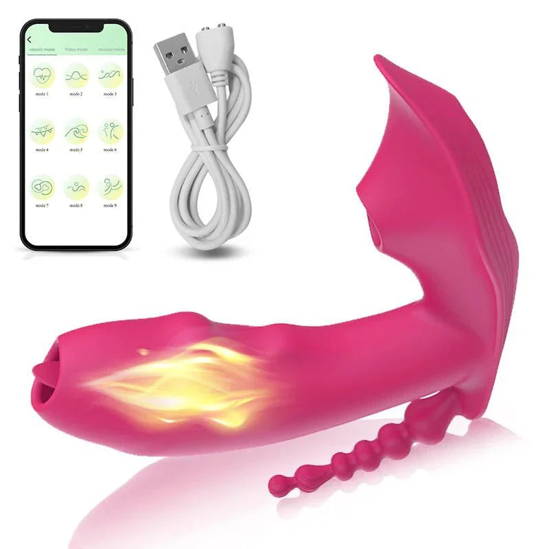 Vibrador Dildo 3 en 1 con Control Bluetooth por APP y Succión de Vacío y Calefacción | Estimulador de Vagina y Clítoris | Juguete Sexual Masturbador Femenino para Mujeres
