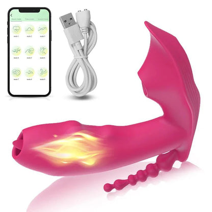 Vibrador Dildo 3 en 1 con Control Bluetooth por APP y Succión de Vacío y Calefacción | Estimulador de Vagina y Clítoris | Juguete Sexual Masturbador Femenino para Mujeres