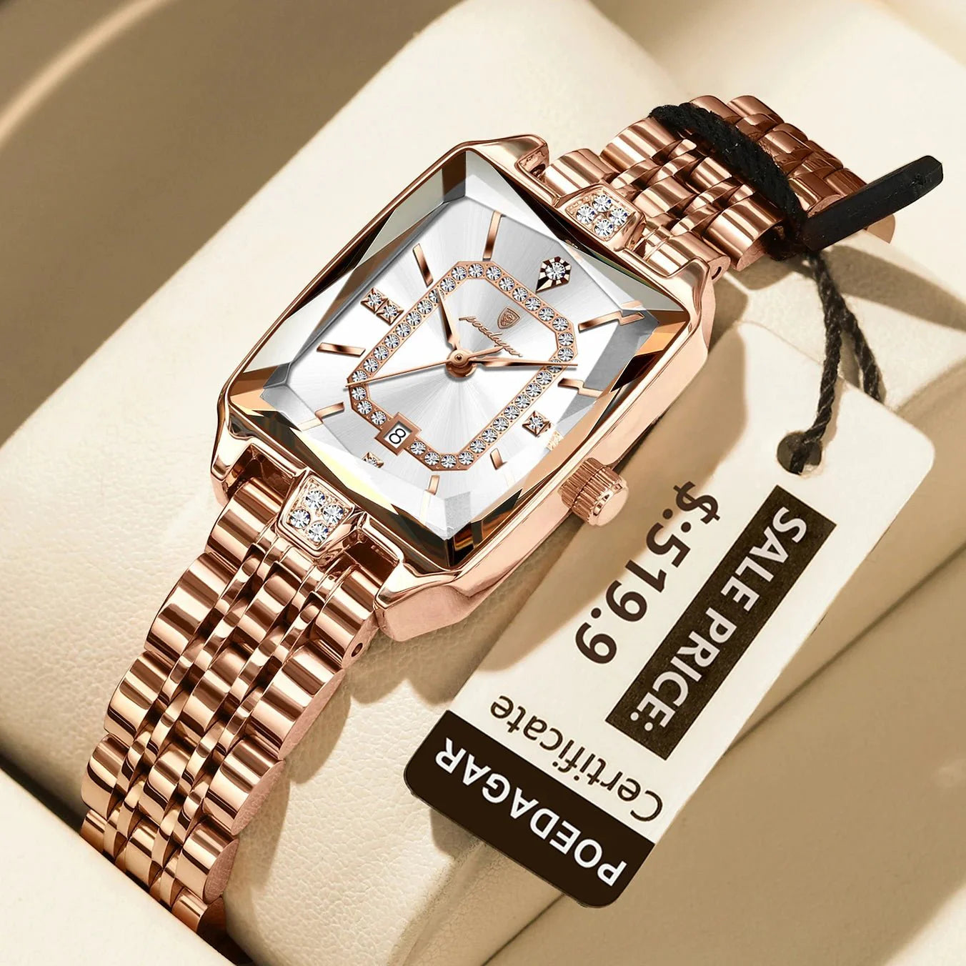Reloj rectangular de lujo para mujer