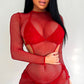 Racy Sheer Red Micro Mini Dress