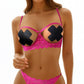 Cupless Feather Mesh Bra Set