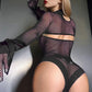 High Neck Net Shrug and Bodysuit