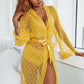 French Dot Mesh Robe and Bra Set