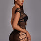 Cap Sleeve Rhinestone Net Chemise