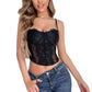Plus Size Black Mesh and Lace Bustier