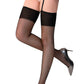 Black Mesh Thigh Highs with Lace Garter Belt