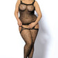 Plus Size Leopard Mesh Garter Bodystocking