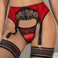Plus Size Eyelash Lace Garter Belt and Thong