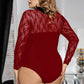Plus Size Stretch Long Sleeve Lace Bodysuit