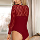 Stretch Long Sleeve Lace Bodysuit