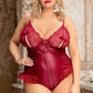 Plus Size Split Cup Faux Leather Teddy