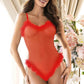 Plus Size Mesh Marabou Trim Teddy