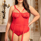 Plus Size Slim Mesh and Lace Teddy