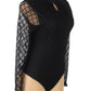 High Neck Mesh Sleeve Lingerie Teddy