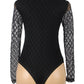 High Neck Mesh Sleeve Lingerie Teddy