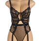 Embroidered Lace Hollow Cut Teddy Lingerie