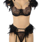 Feather Lace Chain Lingerie Bra Set