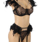 Feather Lace Chain Lingerie Bra Set