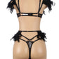 Feather Lace Chain Lingerie Bra Set