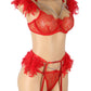 Feather Lace Chain Lingerie Bra Set