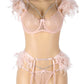 Feather Lace Chain Lingerie Bra Set