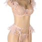 Feather Lace Chain Lingerie Bra Set