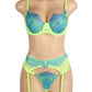 Neon Lace Bra and Garter Set