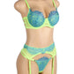 Neon Lace Bra and Garter Set