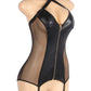Faux Leather Deep V Lingerie Chemise